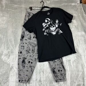 The Nightmare Before Christmas Lounge Pajama Set XL Black Gray Jack Skellington